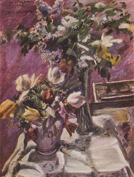 Lovis Corinth Flieder und Tulpen oil painting image